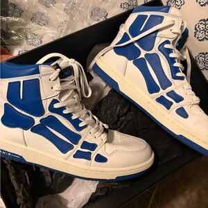 AMIRI White and Blue High-Top Sneakers